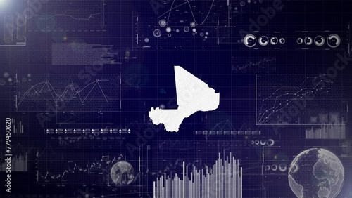 Mali Country Corporate Background With Abstract Elements Of Data analysis charts I Showcasing Data analysis technological Video with globe,Growth,Graphs,Statistic Data of Mali Country photo