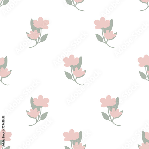 Seamless pattern with pink flowers 