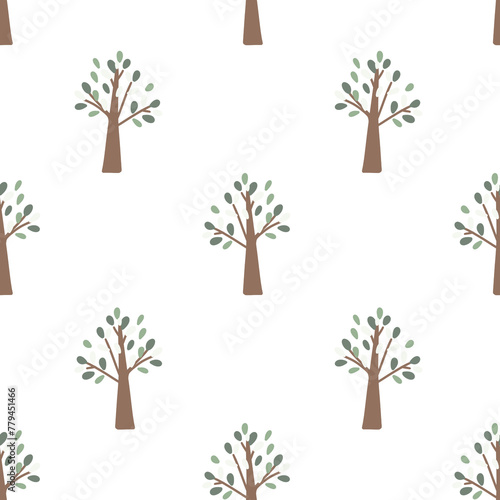 Seamless pattern with trees 