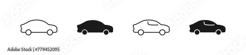 Car vector icon. Automobile symbol. Vehicle or auto simple flat illustration isolated. Drive sign for web and apps UI. Line and filled icons.