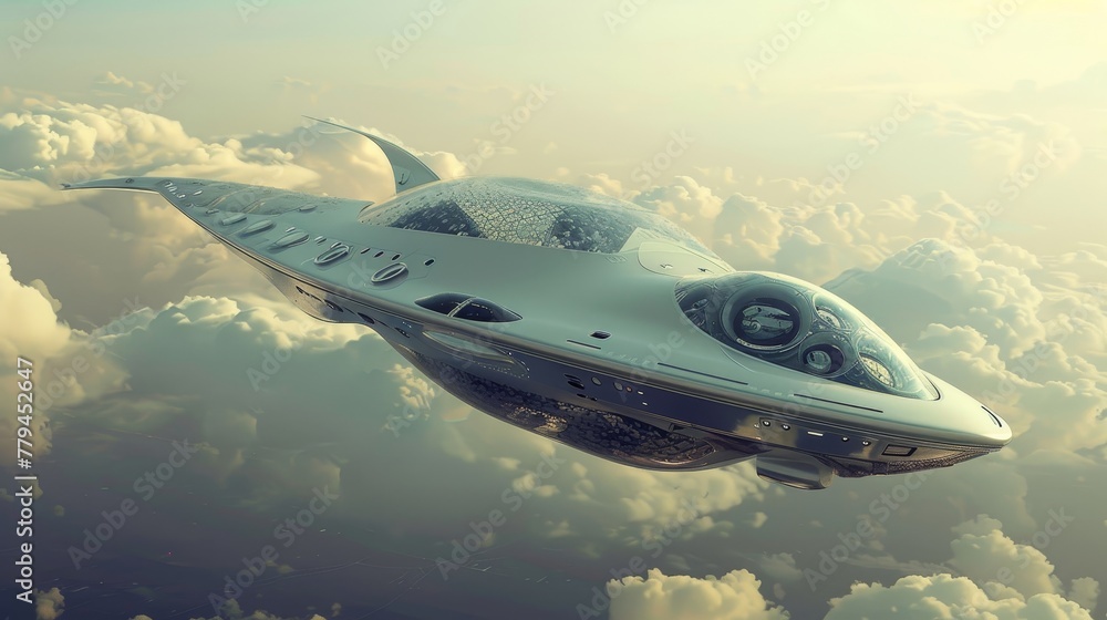 A flying object made of futuristic materials AI generated illustration A flying object made of futuristic materials AI generated illustration