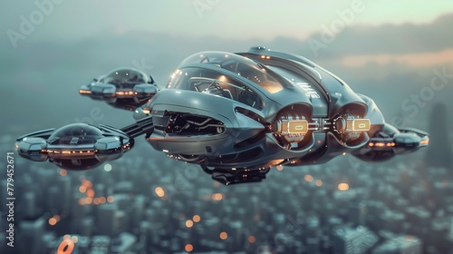 A flying object made of futuristic materials  AI generated illustration photo
