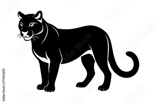 mountain lion silhouette vector illustration © CreativeDesigns
