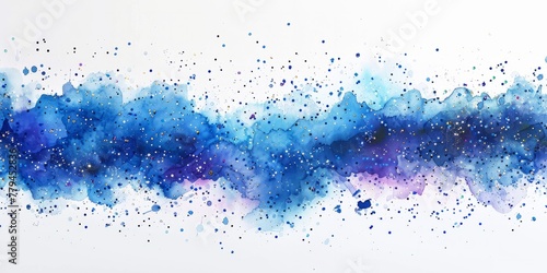 Light Blue watercolor mural, delicately adorned with tiny colorful glitter on a white background. © Fayrin