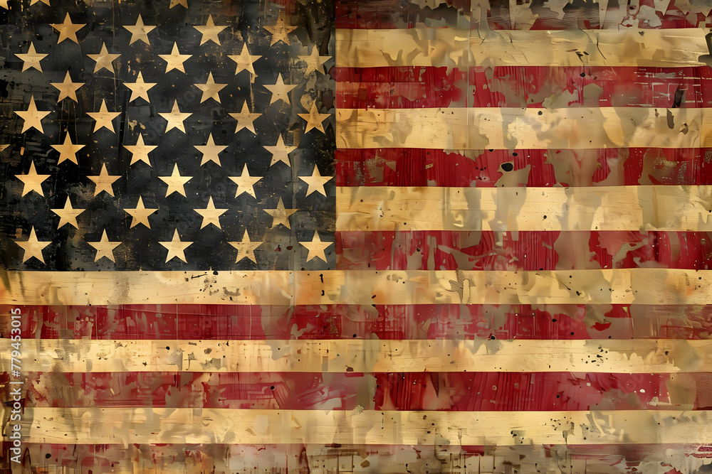 The American flag is artistically rendered on a textured wooden surface, blending iconic patriotism with a rustic, vintage aesthetic. The American flag is artistically rendered on a textured wooden surface, blending iconic patriotism with a rustic, vintage aesthetic.