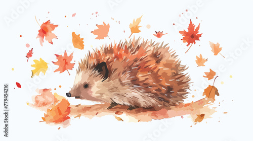 Hedgehog watercolor isolated illustration on white background
