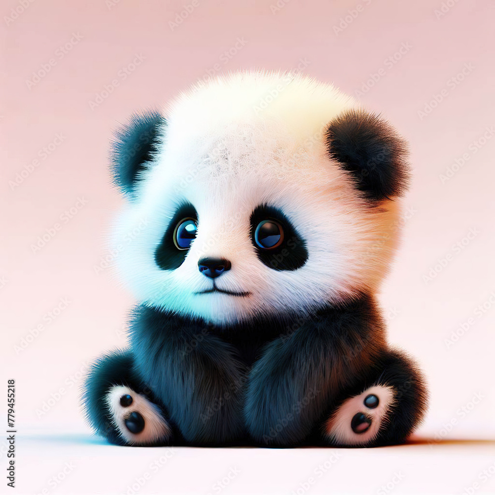 Naklejka premium 3D furry forest animal with beautiful colors and white background. with Generative AI technology 