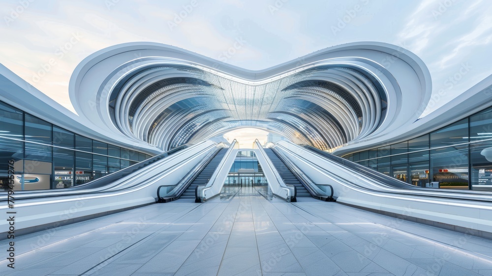 A high-speed train station with sleek modern architecture  AI generated illustration