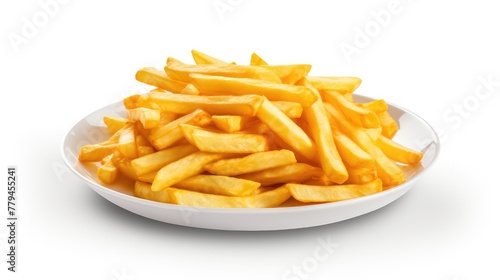 french fries on white background