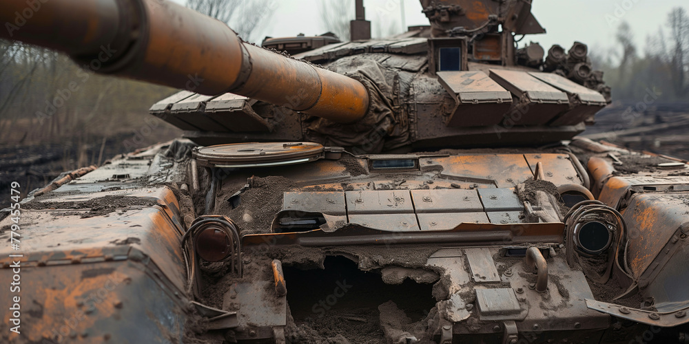 tank wreck on battlefield