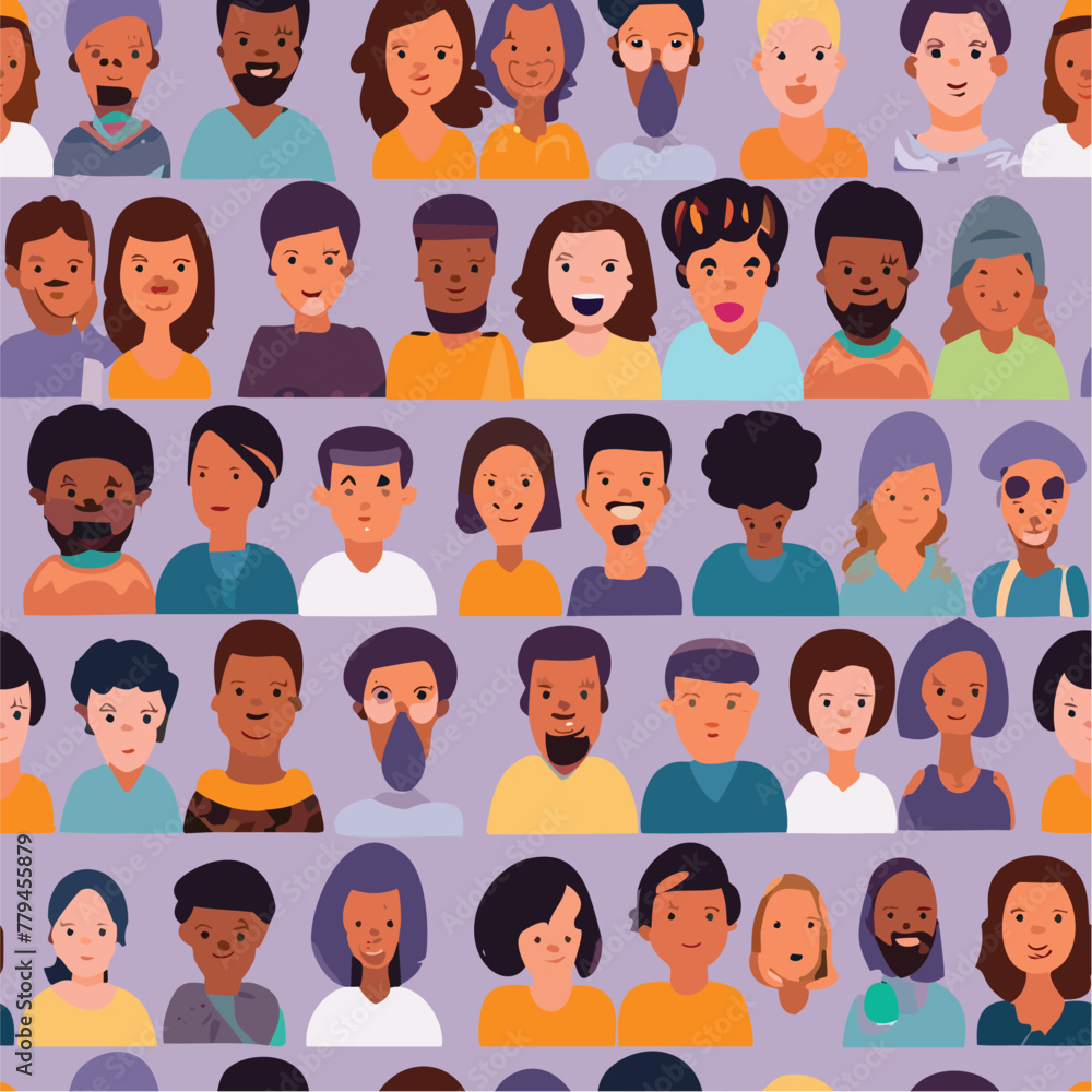Group of Cartoon Characters in Various Patterns with Smiling Faces Group of Cartoon Characters in Various Patterns with Smiling Faces