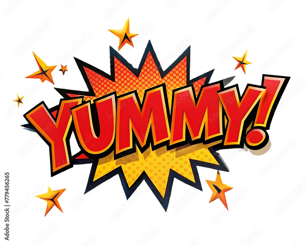 Fototapeta premium yummy word on bomb explosion isolated