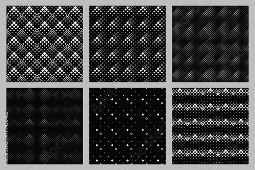 Geometrical  diagonal square pattern background set - repeating abstract vector design