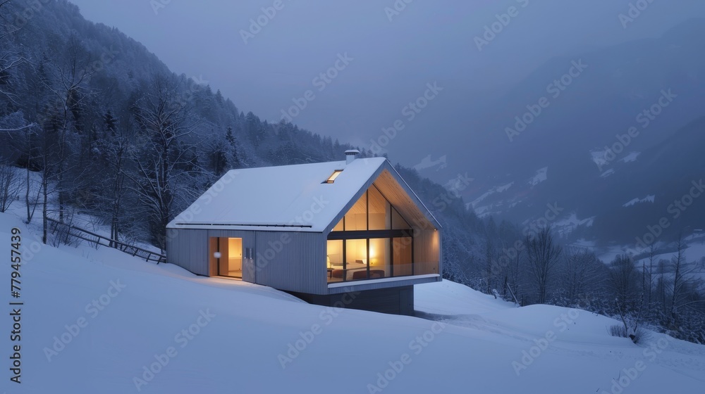 A minimalist design of a mountain retreat AI generated illustration A minimalist design of a mountain retreat AI generated illustration