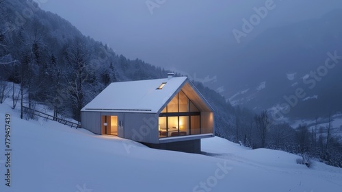 A minimalist design of a mountain retreat AI generated illustration