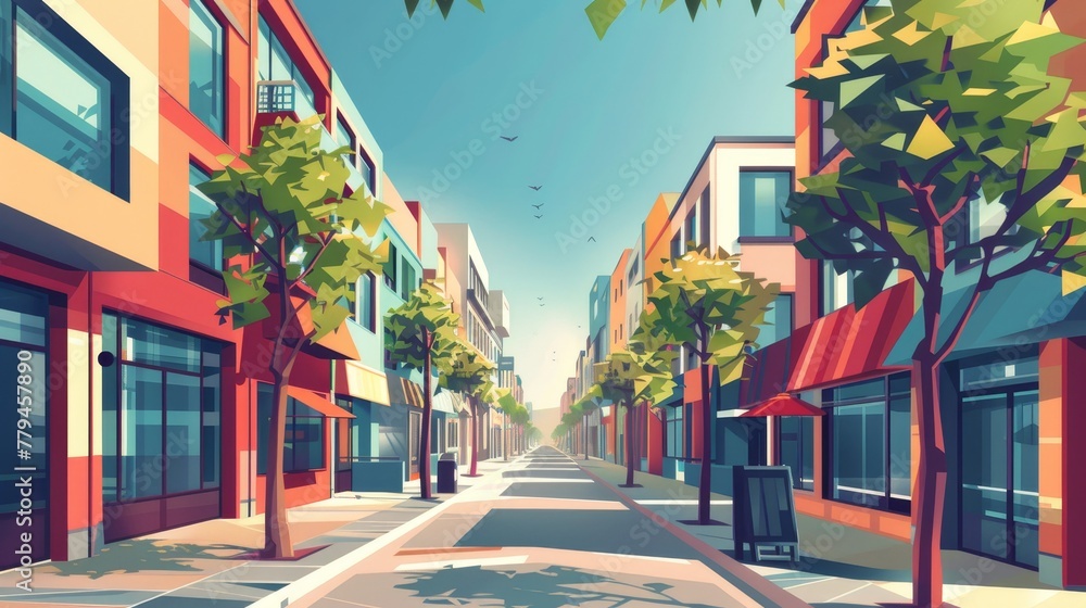 A modernist interpretation of a city street AI generated illustration A modernist interpretation of a city street AI generated illustration