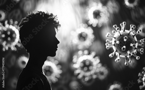 silhouette of a man with virus illustration