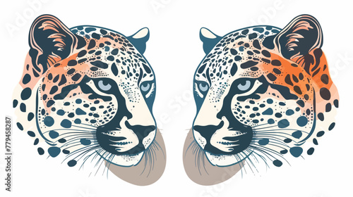 Ornate image of an animal in two colors optics flat vector