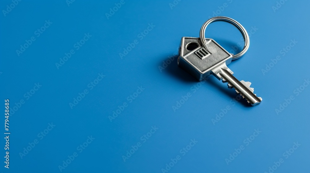 House keys on a blue background with copy space. Real estate concept. House keys on a blue background with copy space. Real estate concept.