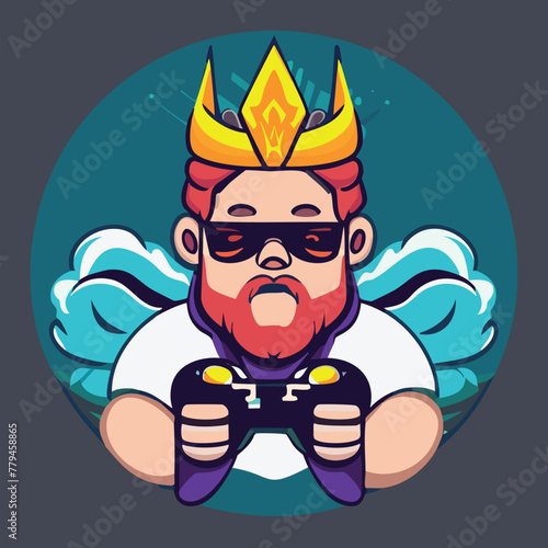 Cartoon Superhero with Gun Illustration Featuring Elf and Gnome Characters