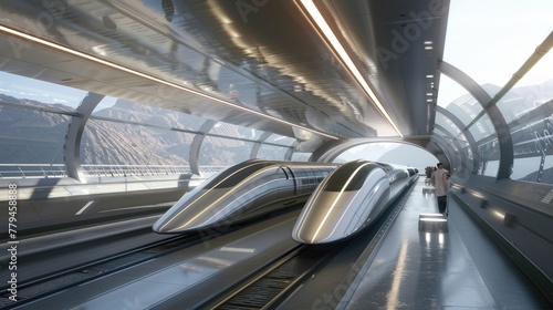 A futuristic hyperloop terminal sleek and efficient