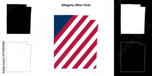 Allegany County (New York) outline map set photo