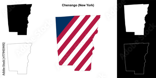 Chenango County (New York) outline map set photo