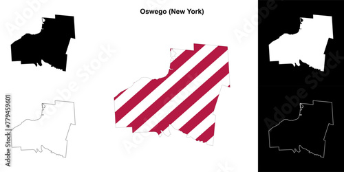 Oswego County (New York) outline map set