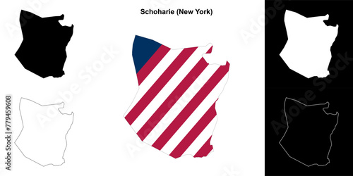 Schoharie County (New York) outline map set