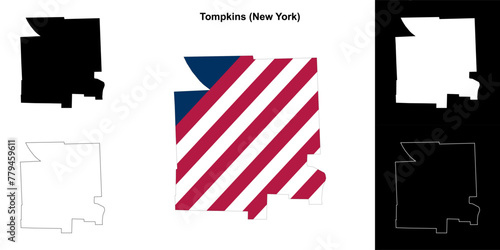 Tompkins County (New York) outline map set