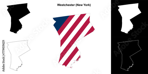 Westchester County (New York) outline map set