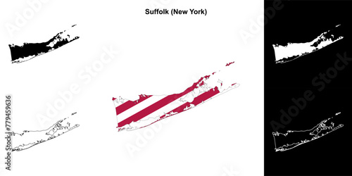Suffolk County (New York) outline map set