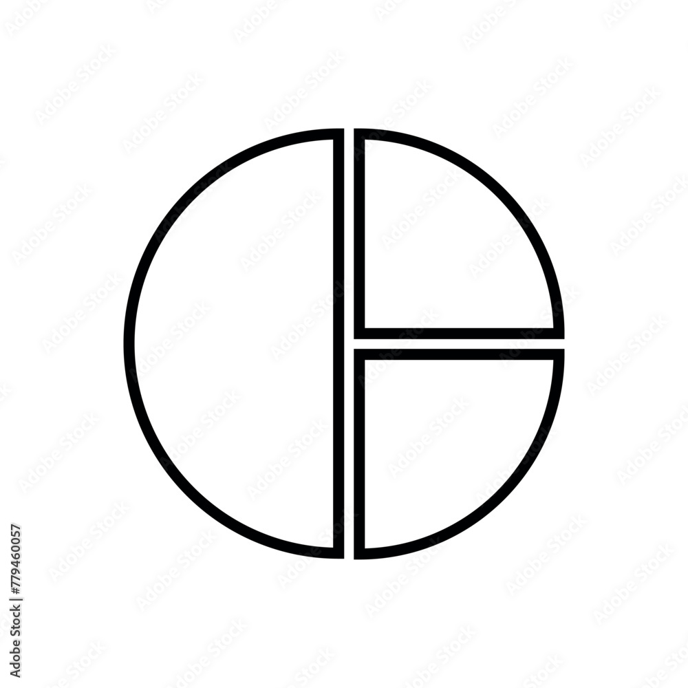 Pie Chart Lineal Icon Symbol Vector. Black Outline Pie Chart Icon Pie Chart Lineal Icon Symbol Vector. Black Outline Pie Chart Icon