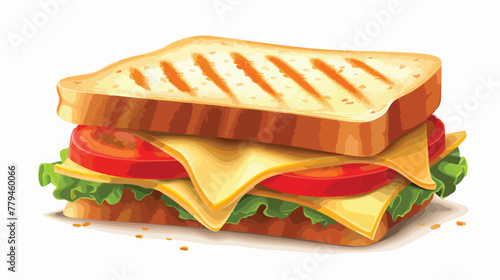 Sandwich with cheese and tomato without background 