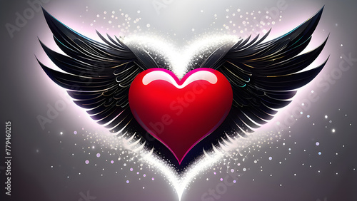 Enchanting Red Cupid Neon Heart Background  Captivating Visuals for Your Screens Generative AI 