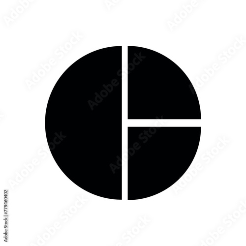 Pie Chart Fill Icon Symbol Vector. Black Glyph Pie Chart Icon