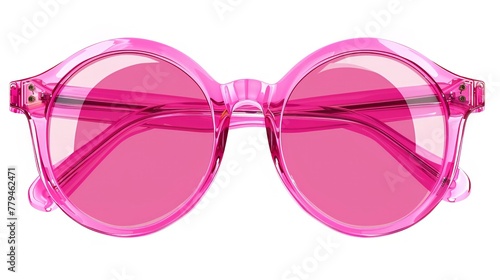 Pink sunglasses, digital art, isolated on white, clear, detailed, fashionable.