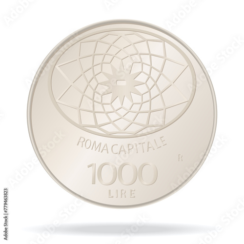 1000 Lire of Italy. Coin. Vector illustration on a white background 