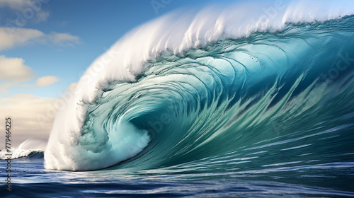 Blue ocean surfing wave
