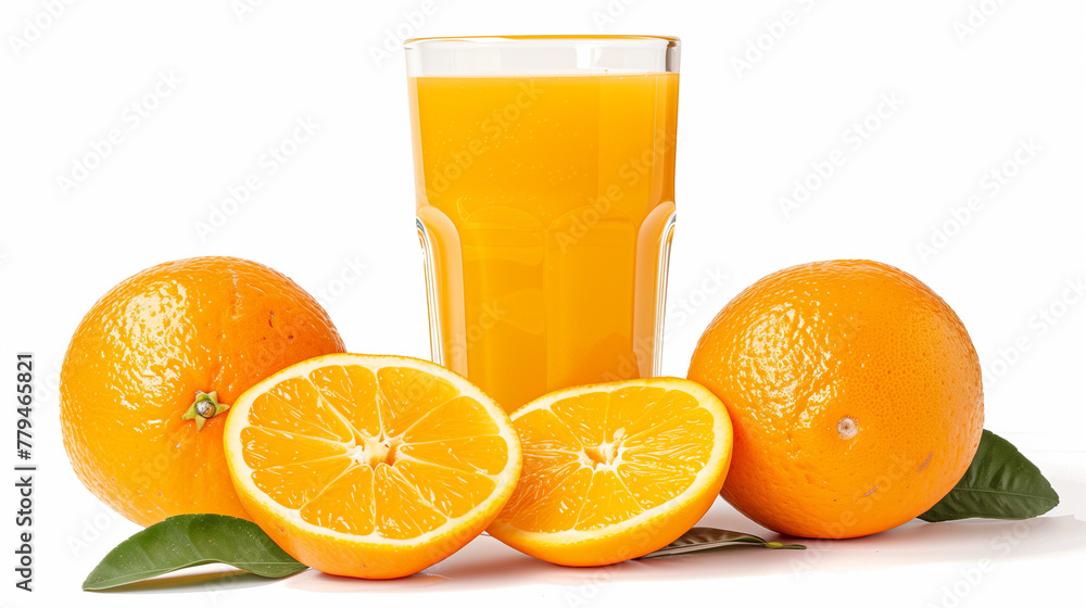 Sliced oranges and orange juice in a clear glass, vibrant display against a clean white background, capturing vitality and freshness.
Sliced oranges and orange juice in a clear glass, vibrant display against a clean white background, capturing vitality and freshness.