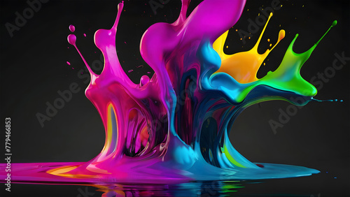 Colorful paint splash. A rainbow of colors explosion on a black background.