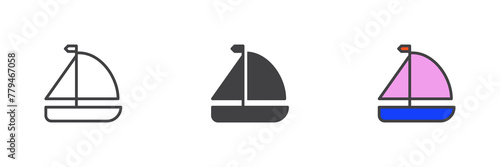 Sailboat different style icon set