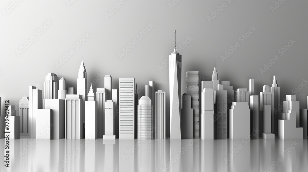 A sleek and modern city skyline in a minimalist D style  AI generated illustration