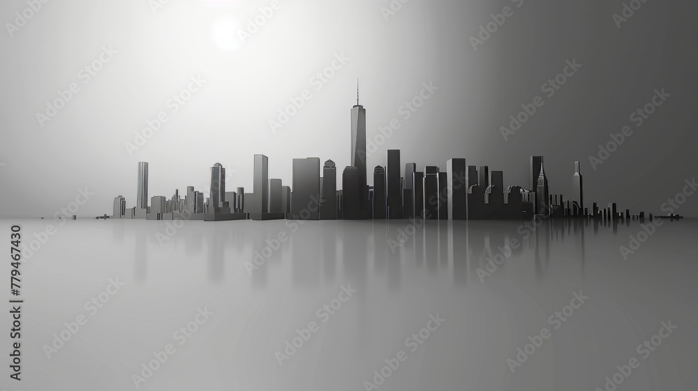 A sleek and modern city skyline in a minimalist D style  AI generated illustration