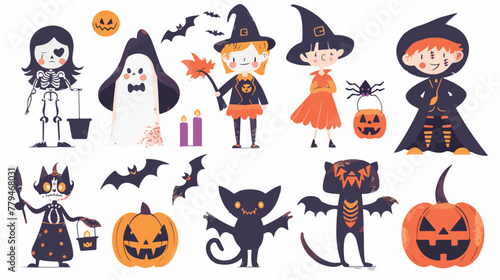 Set of Happy Halloween illustrations Characters 
