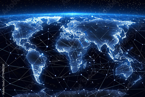 earth connected by blue lines