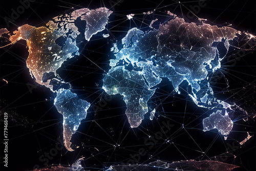 earth connected by blue lines