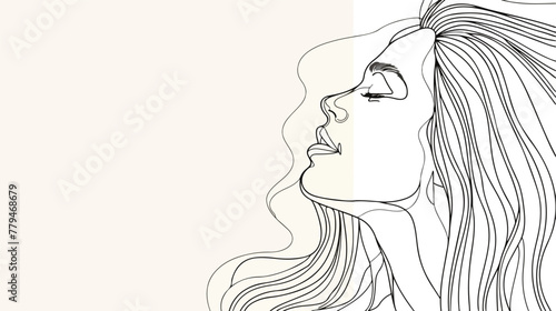 Silhouettes of a girl in a modern one line style.