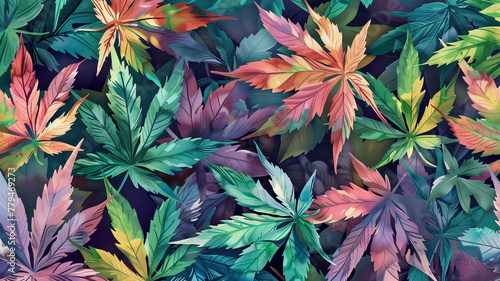 Cannabis leaf pattern.and multicolour 
