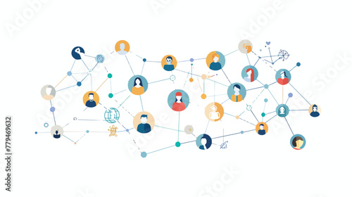Social network connection. flat vector isolated